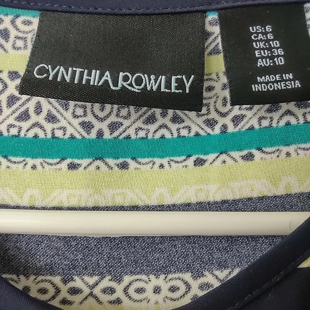 Cynthia Rowley women's size 6 blue green sleeveless midi dress summer re… - Picture 5 of 6